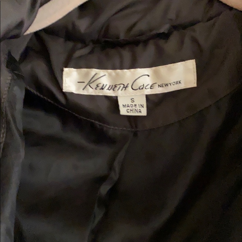 Kenneth Cole faux fur hooded puffer black jacket